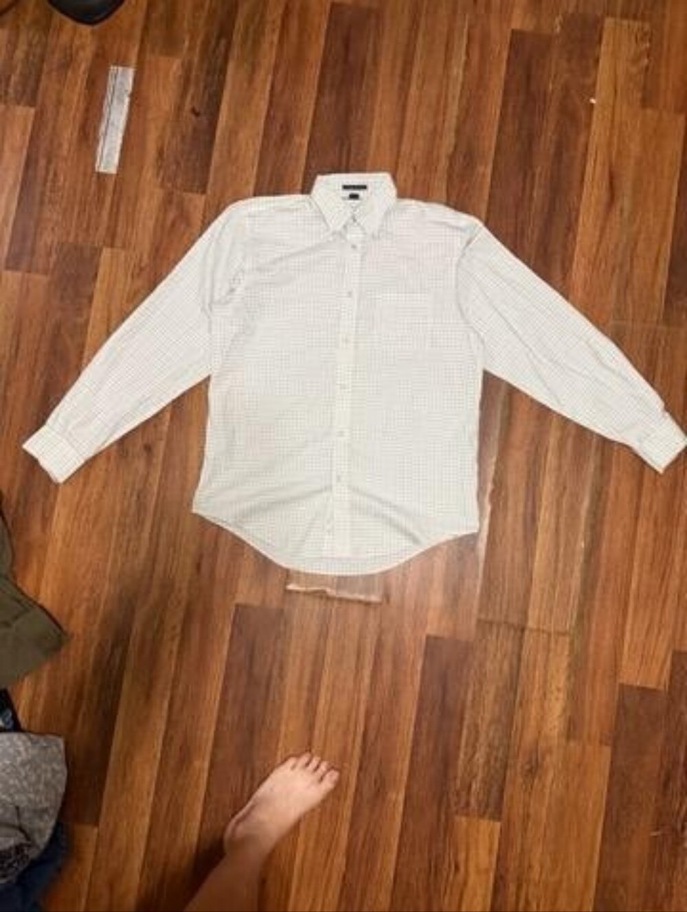 Lands' End Men's White Shirt with Subtle Check